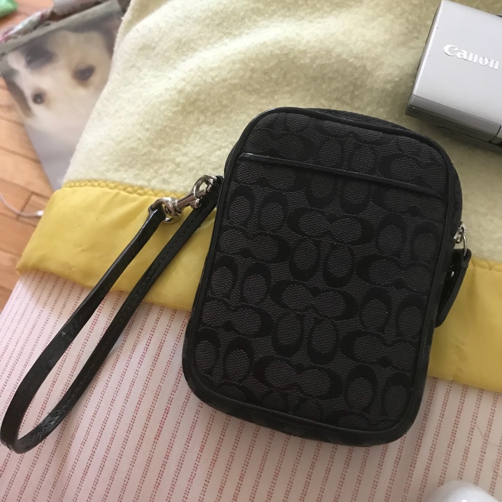 Black coach monogram camera case